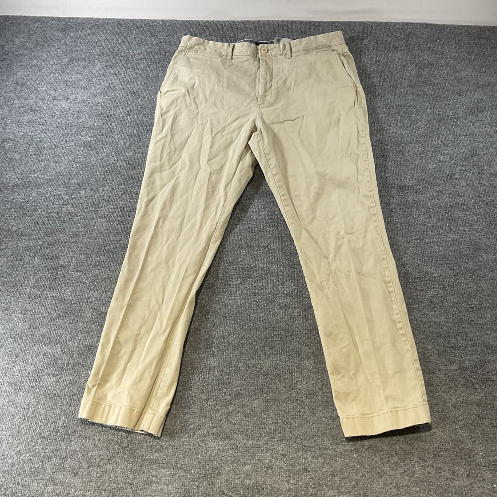 J.Crew Stretch Chino Pants Mens 35x30 Athletic Fit Khaki Tan Twill Trousers